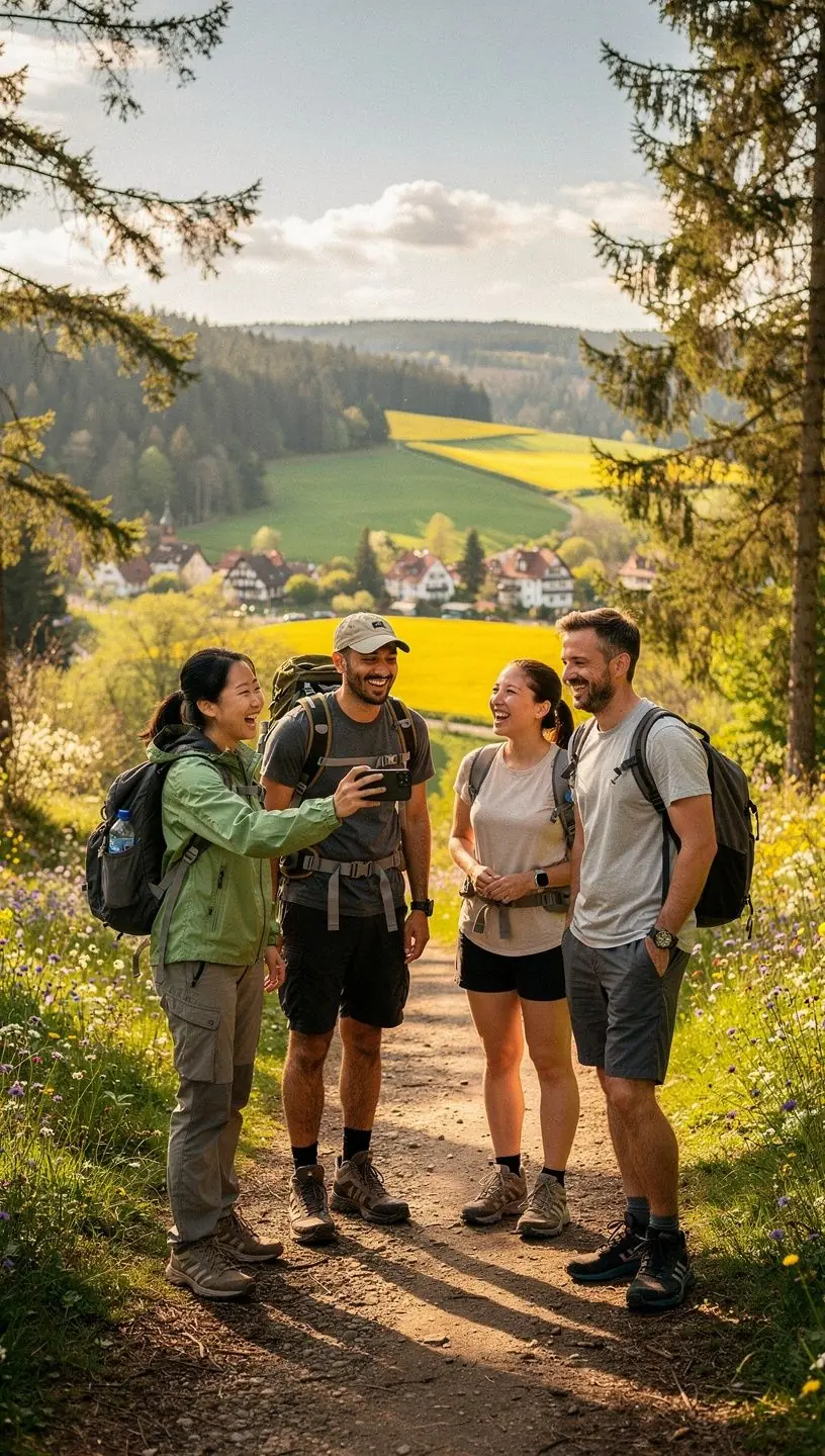 Historisches Schloss in Deutschland umgeben von goldenen Herbstbäumen und ruhiger Atmosphäre